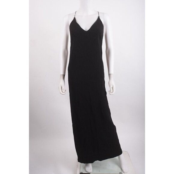 L'Autre Chose Womans Maxi Dress Gown IT Size 42 Small Black A-Line NWT - Picture 1 of 6